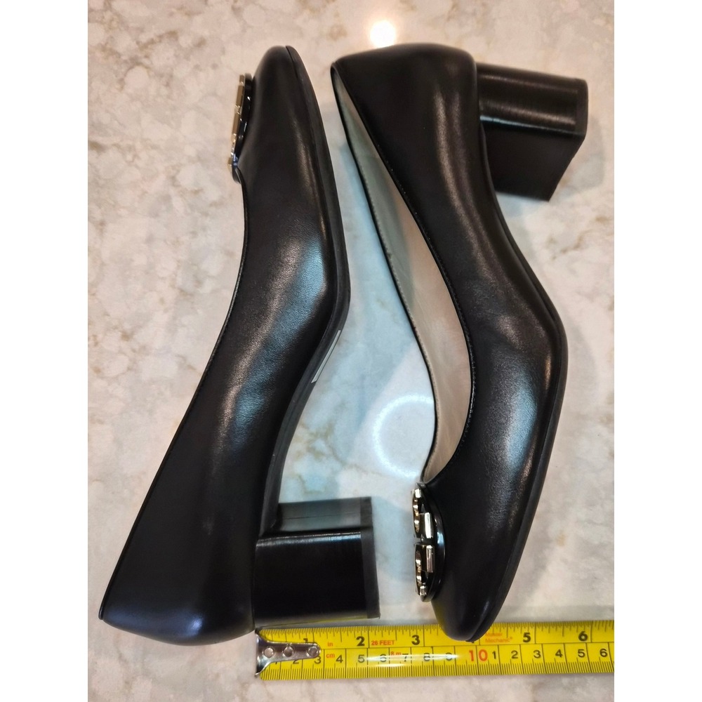 TORY BURCH "Janey"  50mm Calf Leather Pumps Women - SZ 9 Black - Picture 5 of 10
